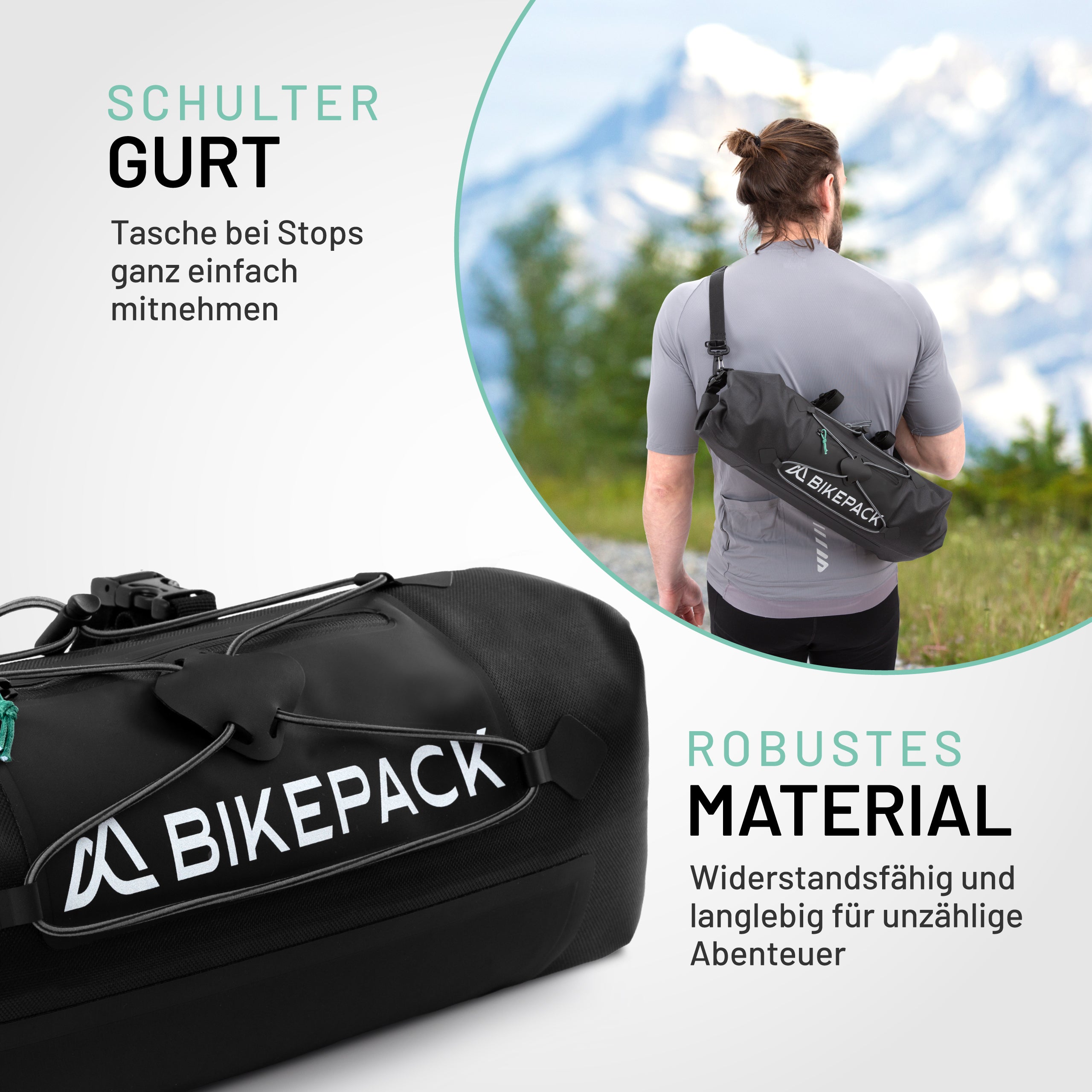 BIKEPACK Lenkertasche 8–10 L — Detailansicht 5: Abstandshalter und Lenker-Kompatibilität