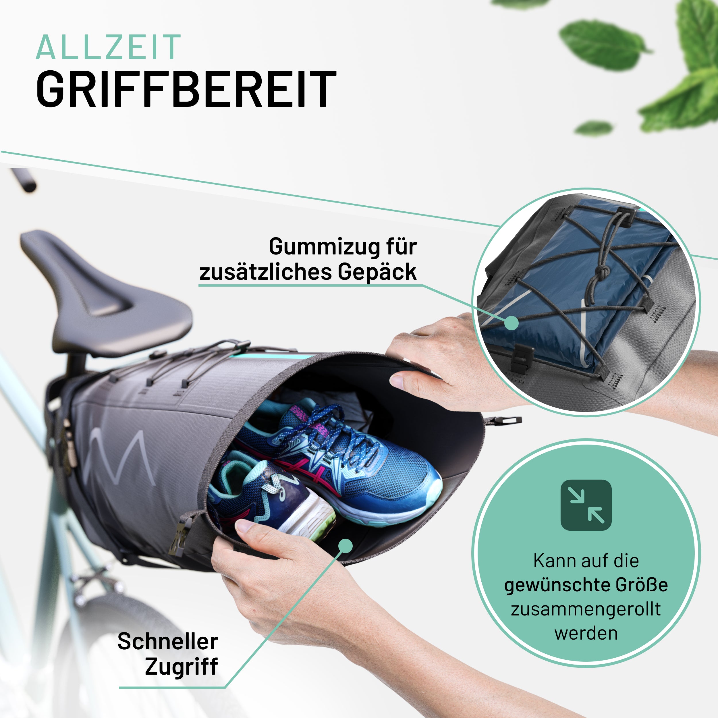 Wasserdichte Bikepacking-Satteltasche 10–15 L
