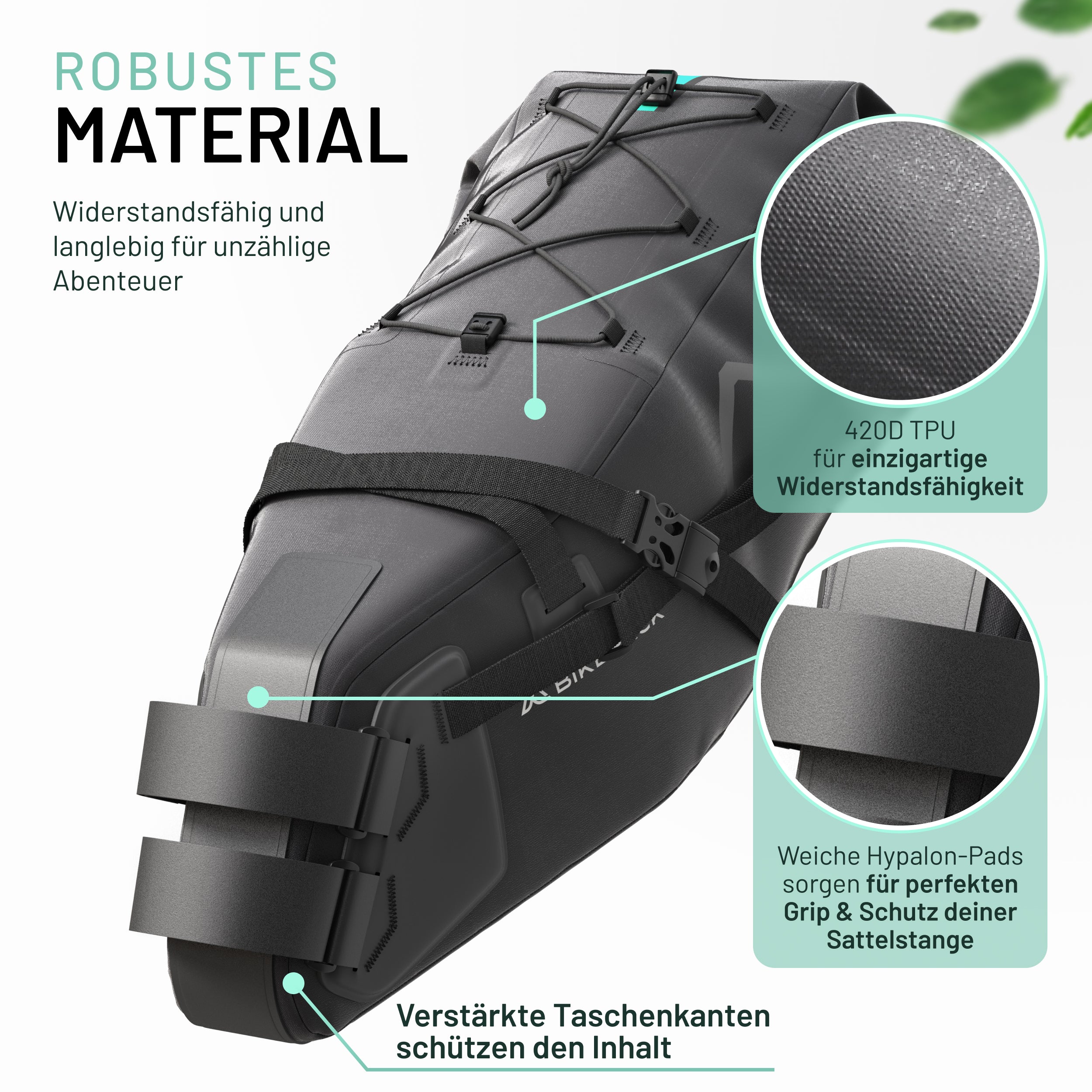 Wasserdichte Bikepacking-Satteltasche 10–15 L